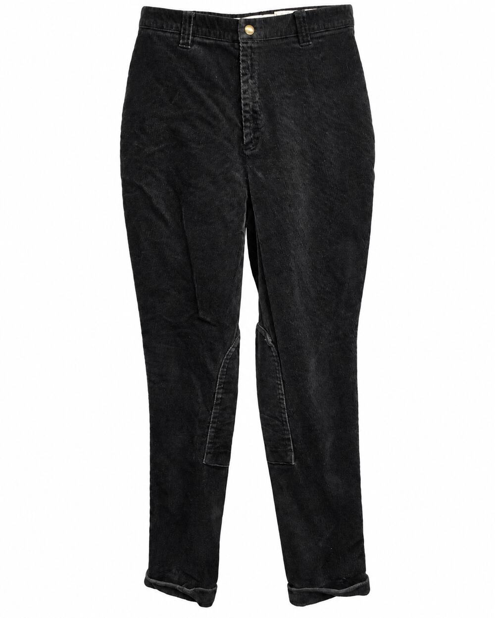 Stateline Tack Women's 10 Black Corduroy Riding Breeches Equestrian Knee Patch